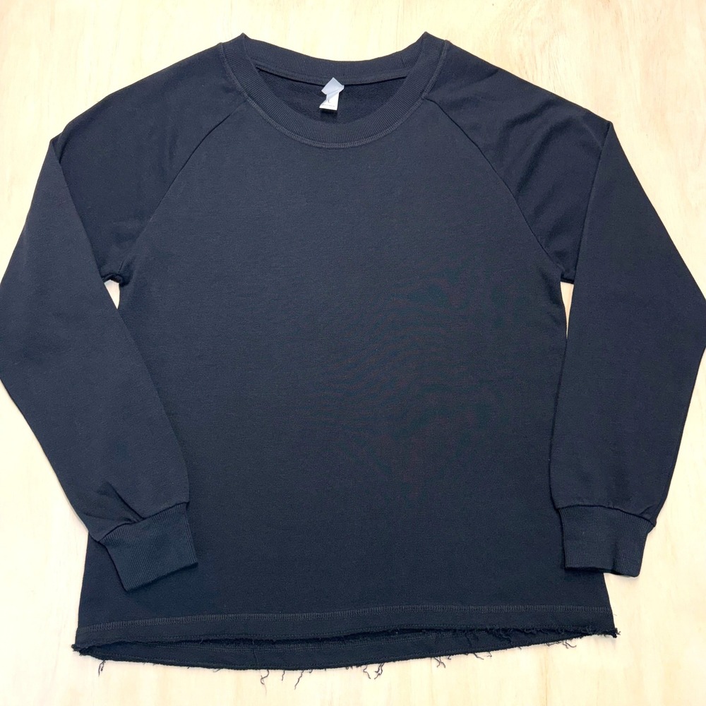 Alternative Apparel‎ Black Raglan Sweatshirt High Low Raw Hem Large Womens NWOT - Picture 6 of 11